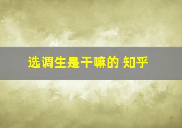 选调生是干嘛的 知乎